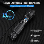 Flashlights Rechargeable LED High Lumens - 4 Pack 90,000LM Super Bright Flashlight, Adjustable Powerful Flash Light with 5 Modes, Waterproof Handheld Flashlight for Home, Camping (4)