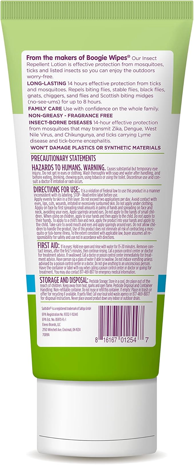 Boogie Insect Repellent Lotion, Keep Mosquitoes, Ticks and Flies Off, DEET Alternative Repellent, Up to 14-Hour Protection, Fragrance-Free, Odorless Lotion, 6 Ounce