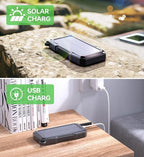 ABFOCE Solar Power Bank 10000mAh with 22.5W Fast Charging, Sensor Alarm, 15W Wireless Charger LED Flashlight, Battery Pack, Solar Panel Charger for iPhone 16 15 14 iPad Samsung Outdoor Camping Hiking