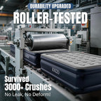 Full Air Mattress with Built-in Pump, 18" Top Inflatable Mattress with Waterproof Flocking Fabric, Three-Minute Quick-Inflatable Bed. Portable Blow Up Mattress for Home, Outdoor and Guests