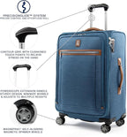 Travelpro Platinum Elite Softside Expandable Checked Luggage, 8 Wheel Spinner Suitcase, TSA Lock, Men and Women, Coastal Blue, Checked Medium 25-Inch