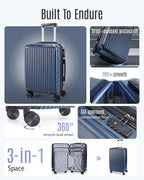 LIGHT FLIGHT Luggage Sets, Durable Hard Shell 3 Piece Set Suitcase with Spinner Wheels, Hardside Lightweight Luggage set with TSA Lock, Large Travel Luggage Set (20" 24" 28"),Black and Brown