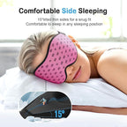 LitBear Breathable Sleep Mask, 3D Eye Mak Sleep for Side Sleepers Women Men, Light Blocking Sleeping Mask with Adjustable Strap, Soft Lightweight Eye Cover for Travel, Night Work, Nap, Office - Pink