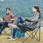 EVER ADVANCED Folding Camping Chair with High Back Padded 2 Pack Oversized Portable Lawn Chairs Lightweight Sturdy Steel Foldable Outdoor Camp Chair for Adults, Black