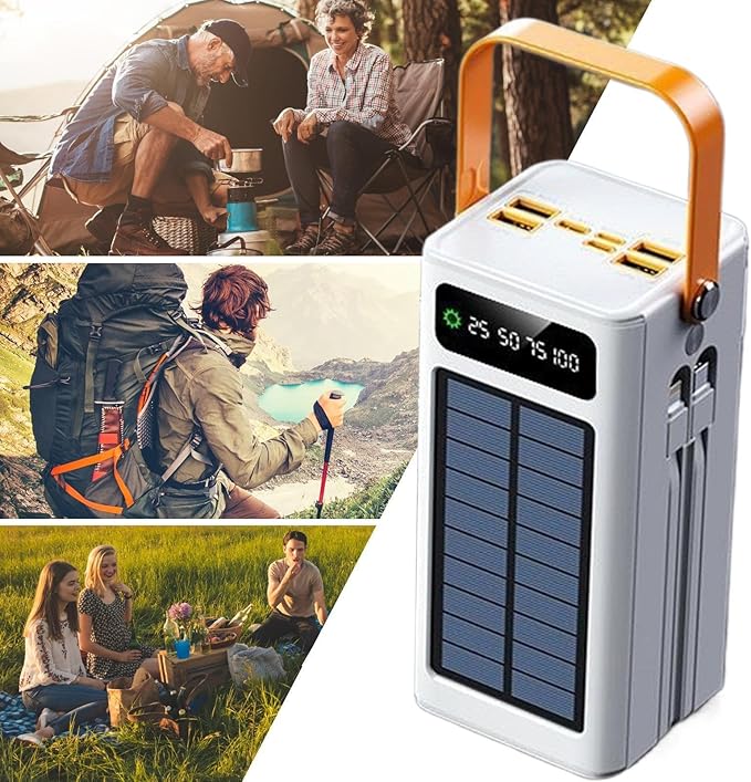 High-Capacity Solar Battery Banks, 120W External Power Packs, 50000mAh Survival Gear, Built-in Cable Chargers, Multi-Output Portable Stations