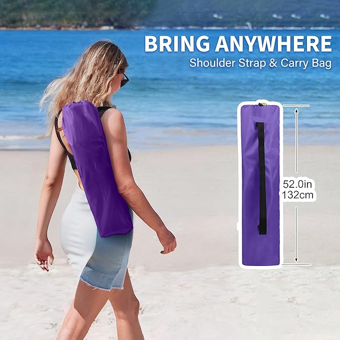 Beach Chairs for Adults 2 Pack,Heavy Duty Folding High Back Camping Chairs w/Cooler Bag,Mesh Back,Cup Holder & Storage Bag,Compact Sling Chair for Lawn,Picnic,Travel,Purple