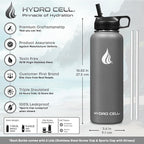 HYDRO CELL Stainless Steel Insulated Water Bottle with Straw - For Cold & Hot Drinks - Metal Vacuum Flask with Screw Cap and Modern Leakproof Sport Thermos for Adults (Graphite 40oz)