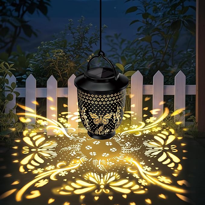 Butterfly Solar Lantern Outdoor Waterproof - Hanging Solar Lights Decorative Gifts for Women Mom, for Garden Decor, Backyard, Patio, Yard, Lawn, Porch (Butterfly)