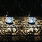 2 Pack Solar Lanterns Outdoor Hanging Metal Waterproof LED with Solar Powered Garden Patio Decorations Decor with Handle Christmas Gift Idea