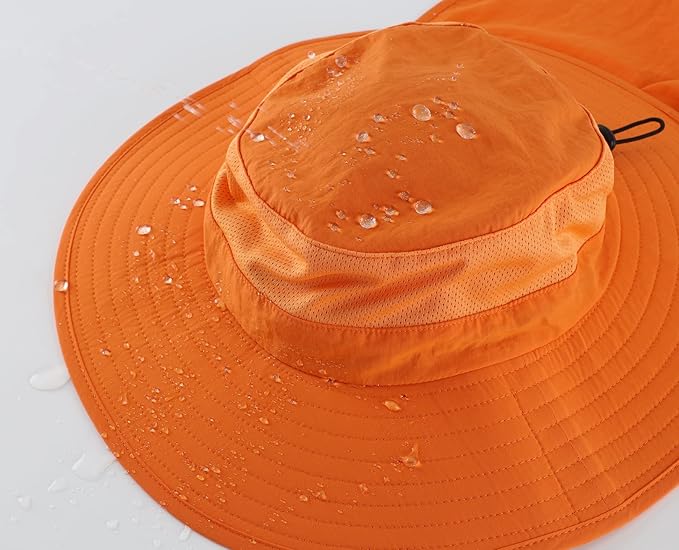 Home Prefer Outdoor UPF50+ Mesh Sun Hat Wide Brim Fishing Hat with Neck Flap Sun Hat for Men Women