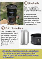 camping moon φ4.7-Inch Mini Steamer for Sierra Cup 304 Stainless Steel Black BKS362
