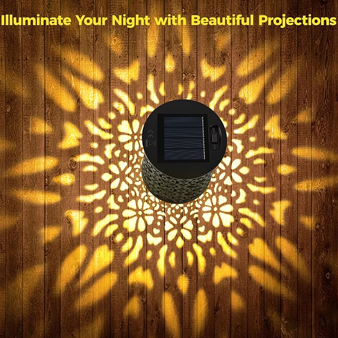 uuffoo Small Solar Outdoor Lanterns for Garden & Patio, 4-Pack Decorative Lantern Lights Solar-Powered, Hollow-Out Design, Auto On/Off, Weather-Resistant, 8-Hour Warm Ambient Lighting