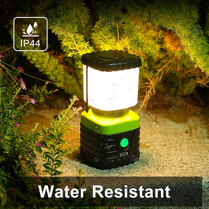 1PCS 3200K Warm Light LED Camping Lantern Rechargeable 1000LM, 4500mAh Power Bank, Flashlight for Hurricane Emergency, Hiking, IP44 Waterproof Lantern(Black)