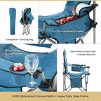 ARROWHEAD OUTDOOR 2-Pack Heated Folding Camping Chair with Cooler, 3 Heat Settings, Cup & Wine Glass Holder, Carrying Bag, Battery NOT Included, Supports up to 330lbs
