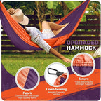 Camping Hammock Lightweight, Portable Hammocks Parachute Hammock with Two Tree Straps, Single or Double Travel Swing Nylon Camp Hammocks, Outdoor Essentials for Beach Backpacking Hiking, Orange