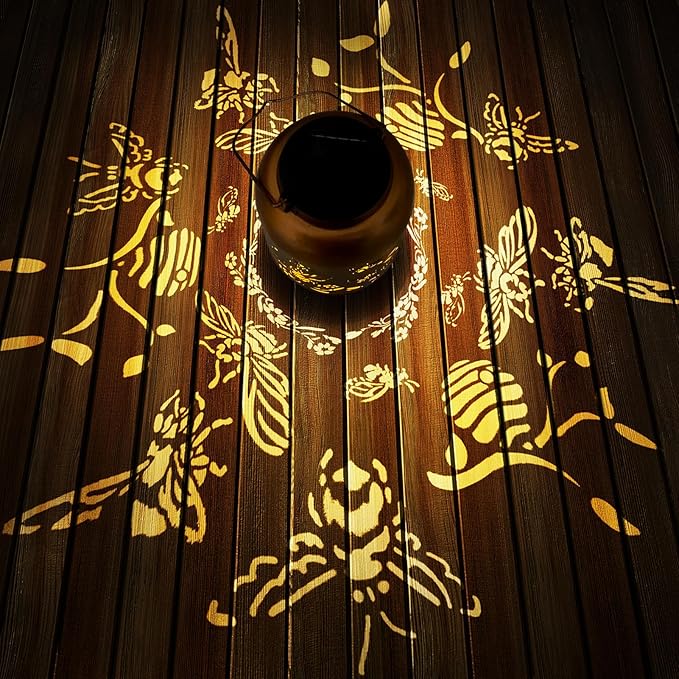 Birthday Gifts for Women Mom Grandma Solar Lantern Outdoor Waterproof, Gardening Gifts for Women, Bee Garden Decor Hanging Solar Lights Yard Decorations Outdoor, Backyard, Patio, Porch