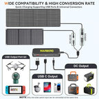 MARBERO 88.8Wh Portable Power Station with 30W Solar Panel 150W Peak Camping Solar Generator Power Bank with AC Outlet(2*AC,2*USB A, 2*USB C,) for Outdoor Travel Home Emergency Blackout Hurricane