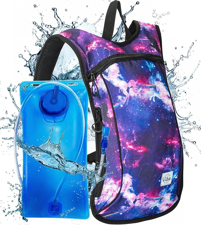 Vibe Festival Gear Hydration Pack Backpack with 2L Water Bladder for Women, Men, Teens, Kids - Hydropack Hydro Sports, Outdoor, Running, Camping, Hiking, Festivals, Raves