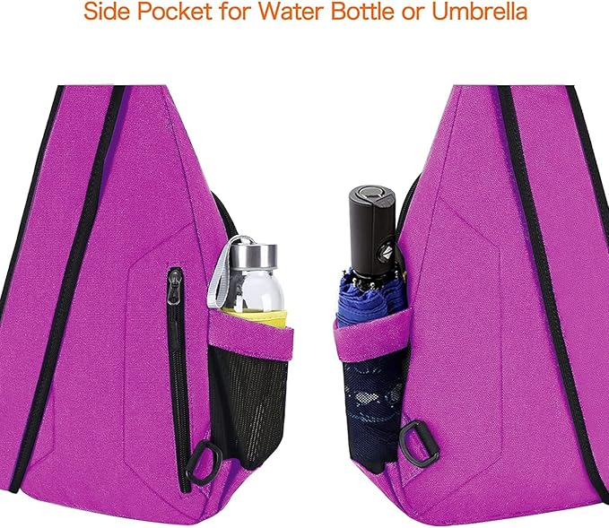 MOSISO Sling Backpack,Canvas Crossbody Hiking Daypack Bag with Anti-theft Pocket, Rose Red