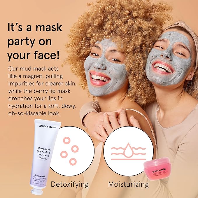 grace & stella Award Winning Skin Care Set - Gift Set for Women - Travel Essentials with Under Eye Masks, Serum, Cleanser, Lip Balm - Holiday Gift for Mom - Vegan Cruelty-Free Self Care