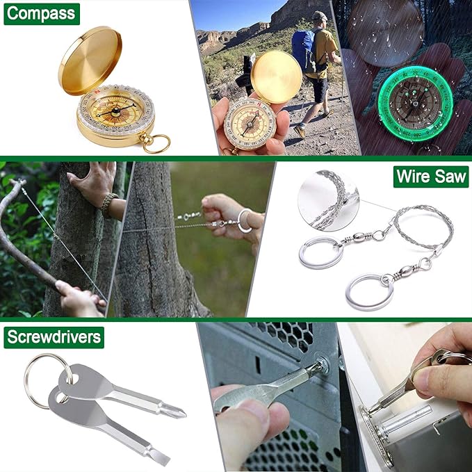 Survival Kit 35 in 1, First Aid Kit, Survival Gear, Survival Tool Gifts for Men Boyfriend Him Husband Christmas Camping, Hiking, Hunting, Fishing