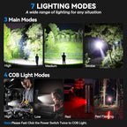 Flashlight Rechargeable 99,000 High Lumen - 2 Pack LED Flash Light with COB, 7 Modes Powerful Handheld Flashlight for Home, Camping (2)