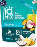 IQMIX Hydration Electrolyte Powder – 4-in-1 Formula for Hydration, Mental Clarity, Mood and Recovery – Sugar-Free Drink Mix, Keto, Magnesium L-Threonate, Lion’s Mane – 40 Count Piña Colada