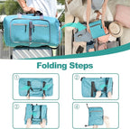Dimayar 85L Travel Duffle Bag for Men Women - Foldable Duffel Bag with Shoes Compartment - Overnight Bags Waterproof & Tear Resistant(Mint Green)