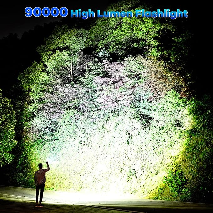 Rechargeable Flashlights 90,000 High Lumens - 2 Pack, Super Bright Flash Light with 7 Lighting Modes, 24H Long Life Powerful Flashlight with Side Light, IPX7 Waterproof Flashlight for Camping Home