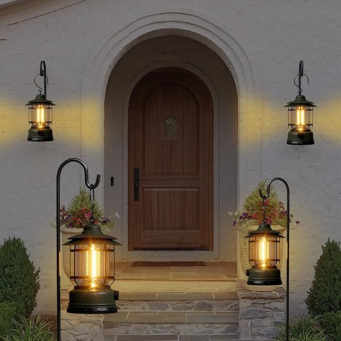 LED Camping Lanterns,1500LM Step-less Dimming, Lightweight Retro Battery Powered USB Rechargeable Tent Lights,Portable Flashlight for Power Outages Emergency Hiking Hurricane Light1 Pack Green