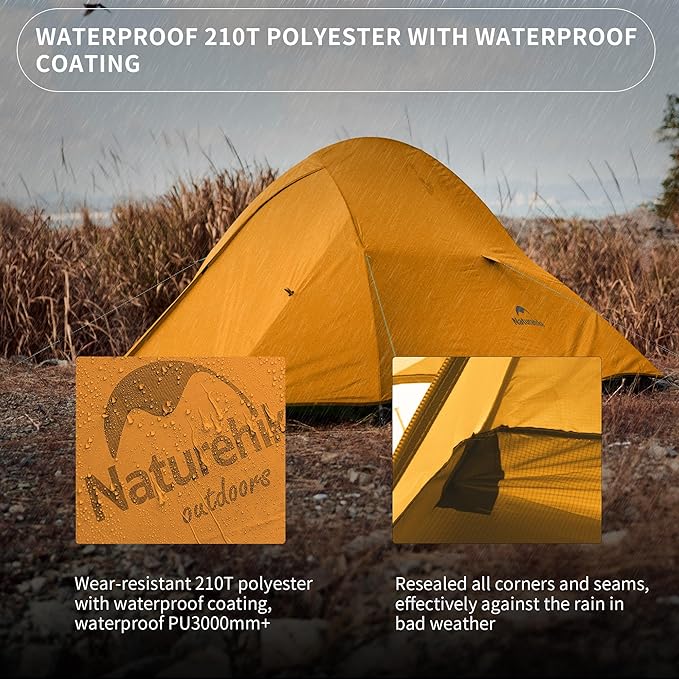 Naturehike Cloud-Up Tent Lightweight Backpacking Tent with Footprint - Free Standing Ultralight Camping Hiking Backpack Tents
