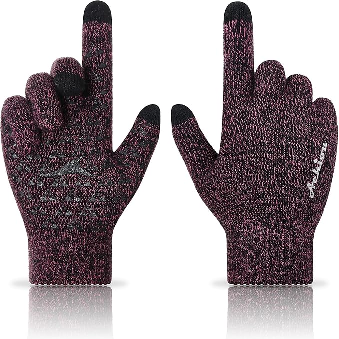 Achiou Winter Gloves, Glove for Men Women, Upgraded Touch Screen Texting Warm Running with Thermal Soft Knit Lining