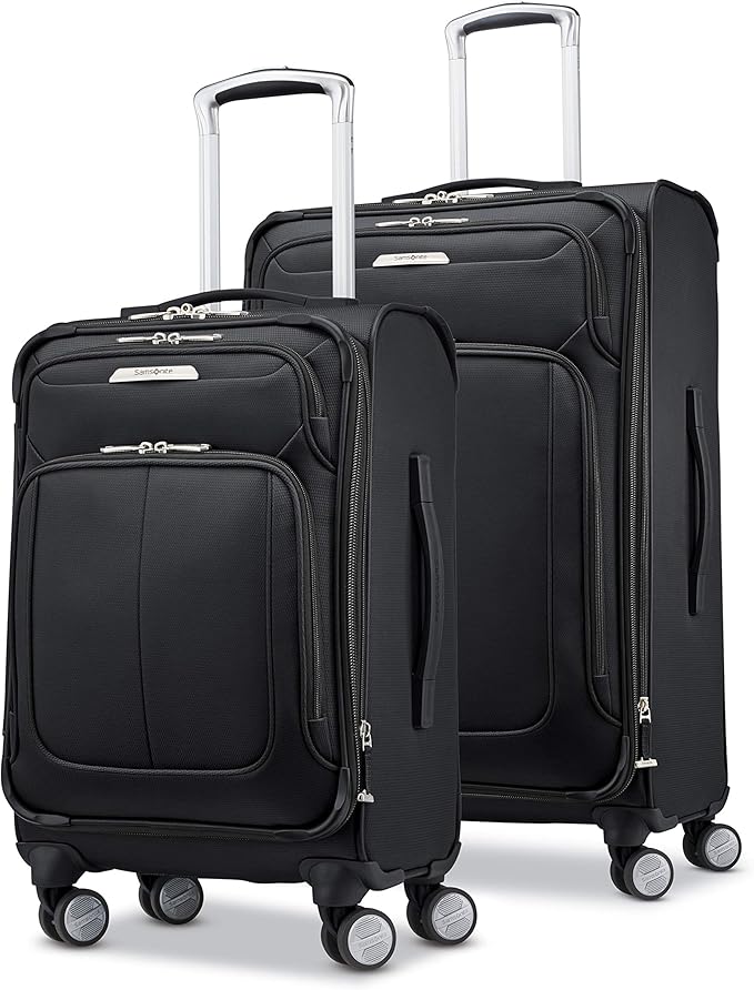 Samsonite Solyte DLX Softside Expandable Luggage with Spinner Wheels, Midnight Black, 2-Piece Set (20/25)