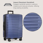 U.S. Traveler Boren Expandable Hardside Rugged Travel Luggage with 8 Spinner Wheels, Navy, Checked-Large 30-Inch