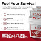 Legacy Food Storage 120 Serving Emergency Food Supply Bucket, 16 Entrees, 48,640 Total Calories, Shelf Stable Breakfast Lunch & Dinner, Freeze Dried Survival Meals for MRE Camping, Hiking, Prepping