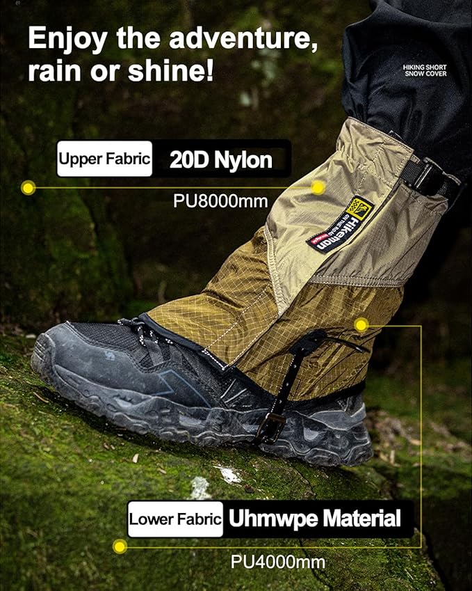 Trail Gaiters, Waterproof Low Shoe Protectors, Adjustable Boots Gators for Hiking & Running - Prevents Debris in Shoes