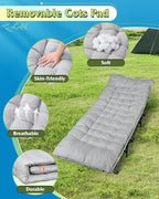 WLIVE 1200D Double Layer Oxford Camping Cots for Adults, Folding Cots for Sleeping with Mattress, Outdoor Folding Bed with Carry Bag, Portable Camping Bed for Sleeping, Resting, Camping, Greige