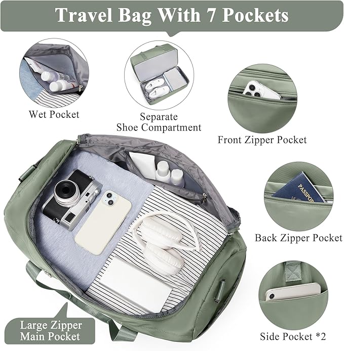 Extra Large Travel Duffle Bag,Carry on Overnight Weekend with with Shoes Compartment & Toiletry Bag,Weekender Bags for Women for Travel Business Trips Sport Hospital