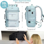 PIJUSHI Carry on Travel Backpack for Women Convertible Duffel Bag Backpack Large Luggage Rucksack Fit 16 Inch Laptop(PE039 Blue)