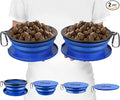 Tuff Pupper SuperBigSlurp Collapsible Dog Bowls | Two Pack Bowls | Extra Large Capacity | Portable, Food Safe, Odorless | Non-Toxic Silicone [Two Pack Blue Bowls 100oz]