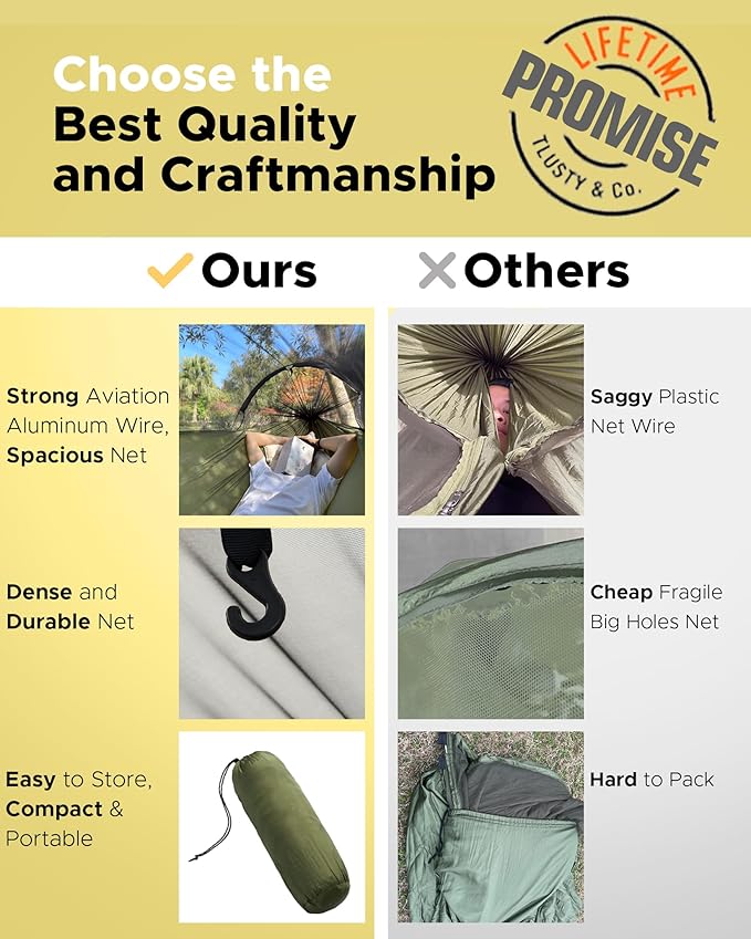 ADVOKAIR Camping Hammock with Mosquito Net Up to 500lbs, Ultralight and Portable Nylon Travel Hanging Hammock with Tree Straps, Perfect for Outside, Backpacking, Hiking and Backyard