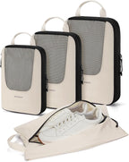 BAGSMART Compression Packing Cubes for Travel, 6 Set/5 Set/4 Set, Compression Suitcase Organizer Bags Set for Suitcases Travel Essentials, Lightweight Packing Organizers