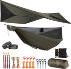 onewind Camping Hammock with Rain Fly and Bug Net Portable Lightweight 11ft Double Hammock with 12ft Ultralight Silnylon Tarp and Mosquito Net Ridgeline 12Ft Tree Straps for Camping Hiking Backpacking