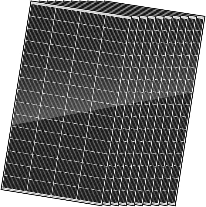 Renogy 320 Watts Solar Panels 10PCS 12V/24V N-Type 18BB Solar Panel Monocrystalline Total 3200W On/Off Grid Application Over 1000 Watt Solar Panel 25% High Efficiency for Homes Roof RV Boat Black