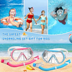 Snorkeling Gear for Kids, Kids Snorkel Set for Ages 6-14, Dry Top Snorkel, Mask Set Kid Swimming Goggles Diving Mask Combo Set Anti-Fog Panoramic View Scuba Packages