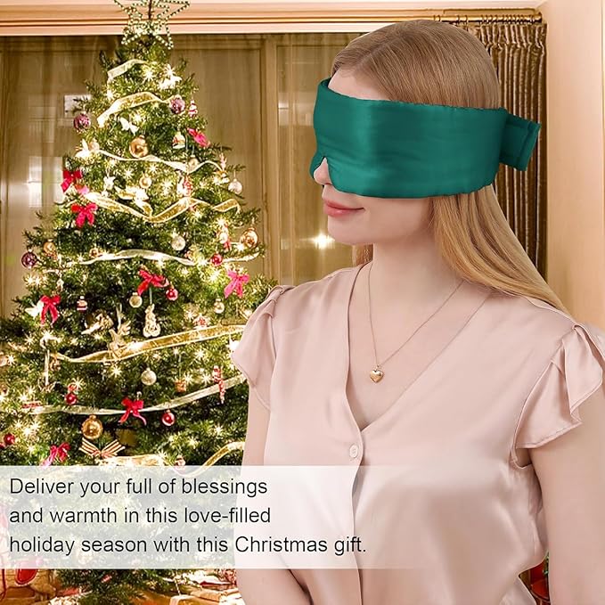 Mulberry Silk Sleep Mask – 100% Silk Sleep Masks for Women, Anti-Wrinkle, Light Blocking Eye Cover, Adjustable for Travel & Beauty (Green)