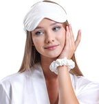 Silk Sleep Mask - 100% Pure 22 Momme Mulberry Silk Eye Sleeping Mask for Women and Men - Blackout Eye Mask for Sleeping (White)