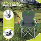 Nice C Camping Chair, Portable Chair, Lawn Chairs, Outdoor Chairs, with Armrest, Cooler Bag, Cup Holder, Side Pocket, for Camping, Traveling, Picnic (Green&Grey 1-Pack)