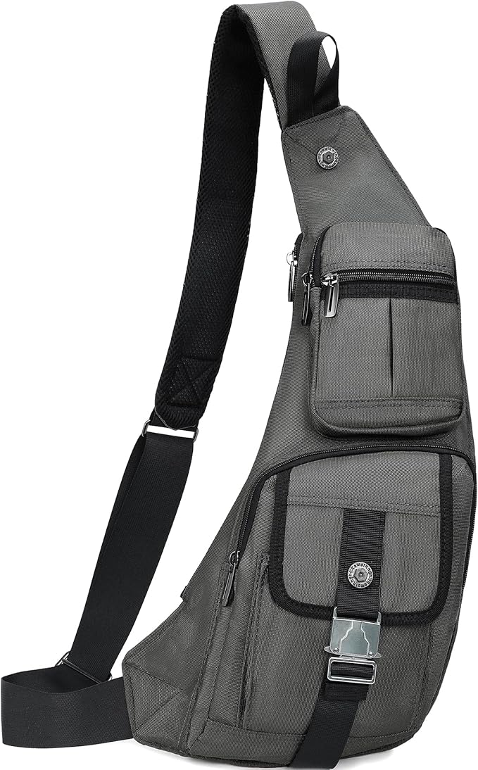NICGID Sling Bag Chest Shoulder Backpack Crossbody Bags Casual Daypack for Men Women (Grey-013)