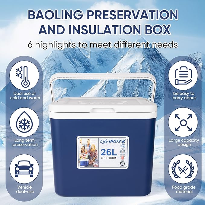 11Qt 19Qt Insulated Portable Cooler Leak-Proof Ice Chest Lunch Box Hard Coolers with Extra Ice Pack for BBQ, Camping, Pincnic